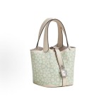 HERMES Picotin Lock 14 Silver buckle vegetable basket bucket bag handbag 14 Women\'s style grey, white and green